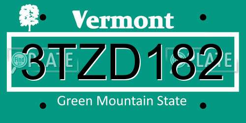 3TZD182 Vermont License Plate