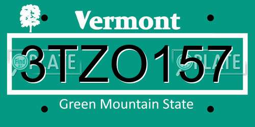 3TZO157 Vermont License Plate