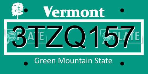 3TZQ157 Vermont License Plate