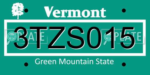 3TZS015 Vermont License Plate