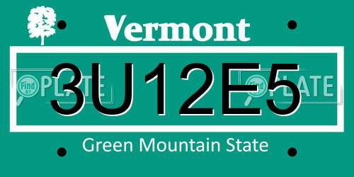3U12E5 Vermont License Plate