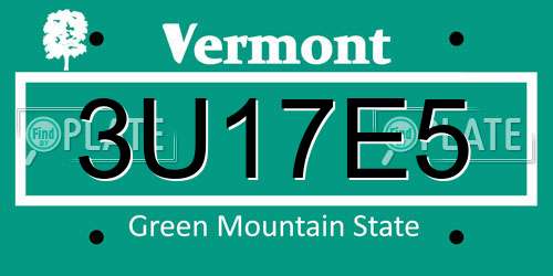3U17E5 Vermont License Plate