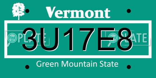 3U17E8 Vermont License Plate