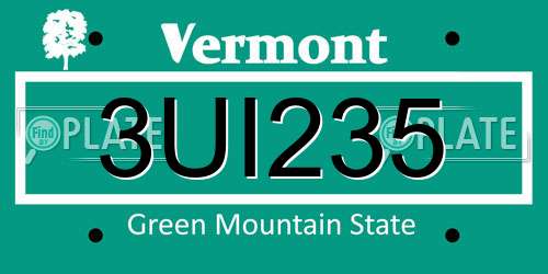 3UI235 Vermont License Plate
