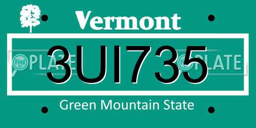 3UI735 Vermont License Plate