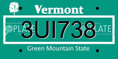 3UI738 Vermont License Plate