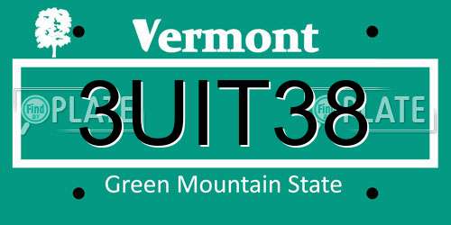 3UIT38 Vermont License Plate