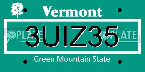 3UIZ35 Vermont License Plate
