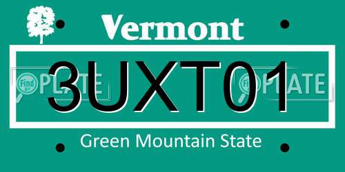 3UXT01 Vermont License Plate