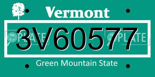 3V60577 Vermont License Plate