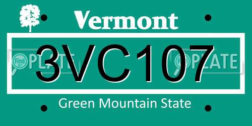 3VC107 Vermont License Plate