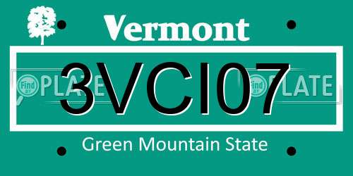 3VCI07 Vermont License Plate