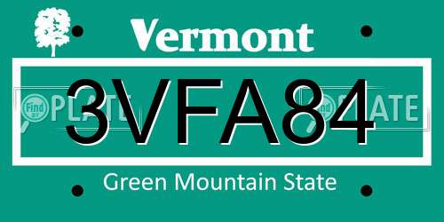 3VFA84 Vermont License Plate