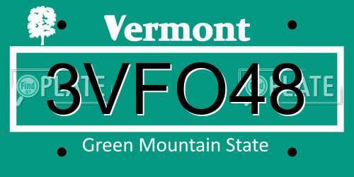 3VFO48 Vermont License Plate
