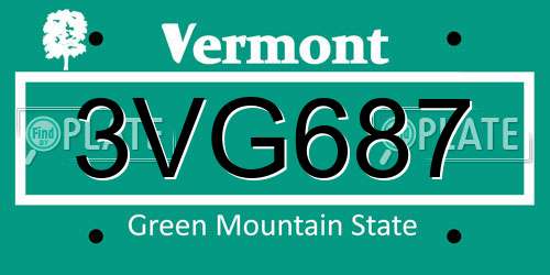 3VG687 Vermont License Plate