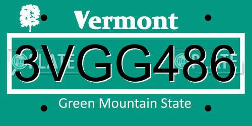 3VGG486 Vermont License Plate