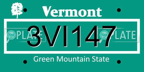 3VI147 Vermont License Plate