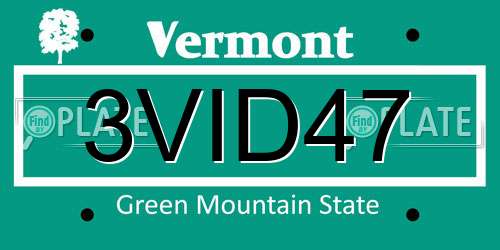 3VID47 Vermont License Plate