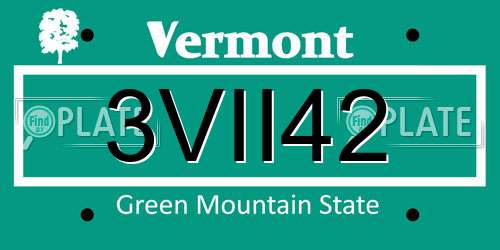 3VII42 Vermont License Plate