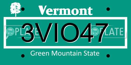 3VIO47 Vermont License Plate