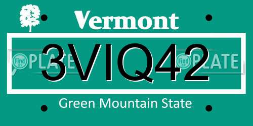 3VIQ42 Vermont License Plate