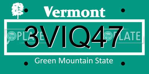 3VIQ47 Vermont License Plate
