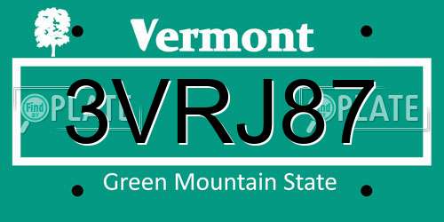 3VRJ87 Vermont License Plate