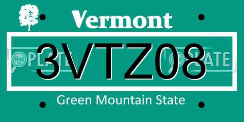 3VTZ08 Vermont License Plate
