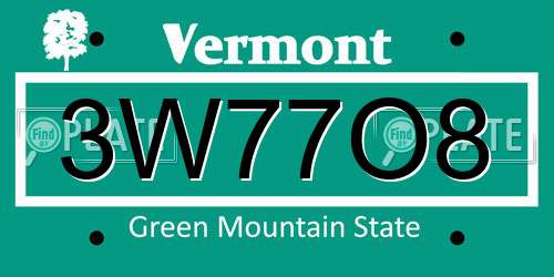 3W77O8 Vermont License Plate