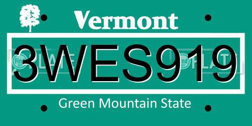 3WES919 Vermont License Plate