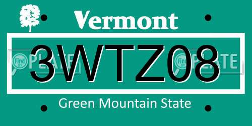 3WTZ08 Vermont License Plate