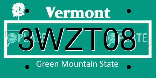 3WZT08 Vermont License Plate