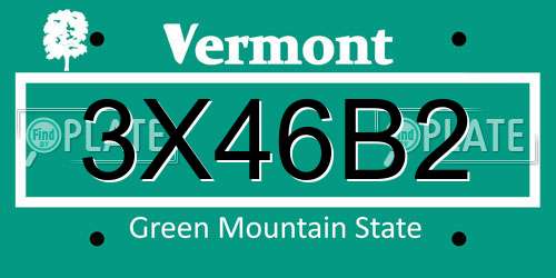 3X46B2 Vermont License Plate