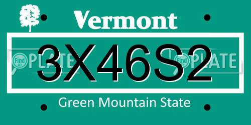 3X46S2 Vermont License Plate