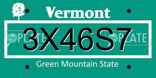 3X46S7 Vermont License Plate