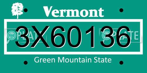3X60136 Vermont License Plate
