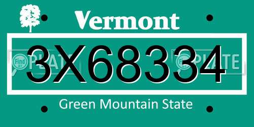 3X68334 Vermont License Plate