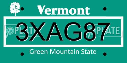 3XAG87 Vermont License Plate