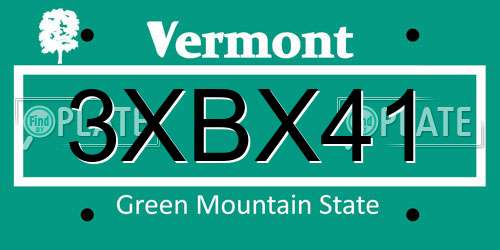 3XBX41 Vermont License Plate