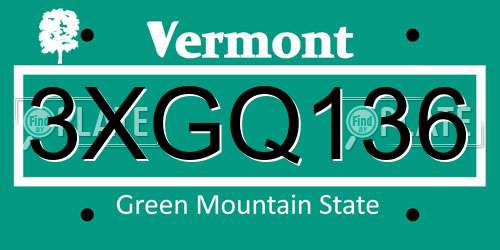 3XGQ136 Vermont License Plate