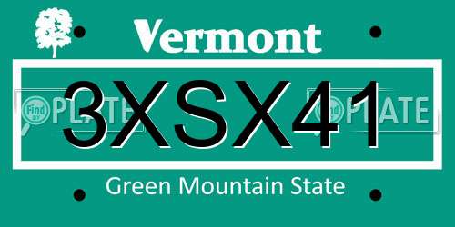 3XSX41 Vermont License Plate