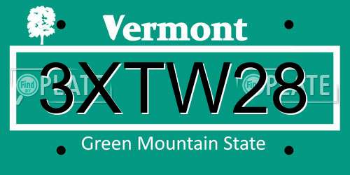 3XTW28 Vermont License Plate