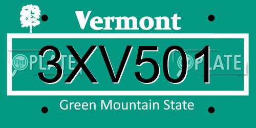 3XV501 Vermont License Plate