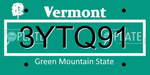 3YTQ91 Vermont License Plate