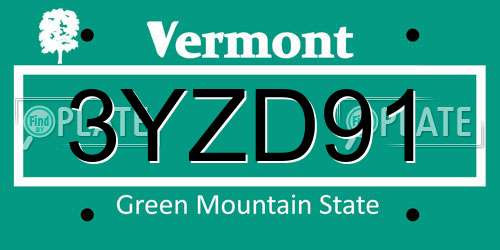 3YZD91 Vermont License Plate