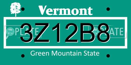 3Z12B8 Vermont License Plate