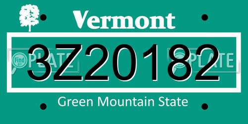 3Z20182 Vermont License Plate