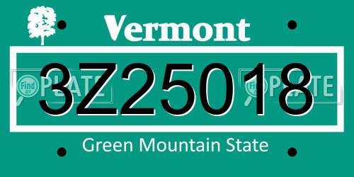 3Z25018 Vermont License Plate
