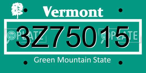 3Z75015 Vermont License Plate
