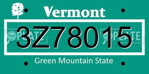 3Z78015 Vermont License Plate